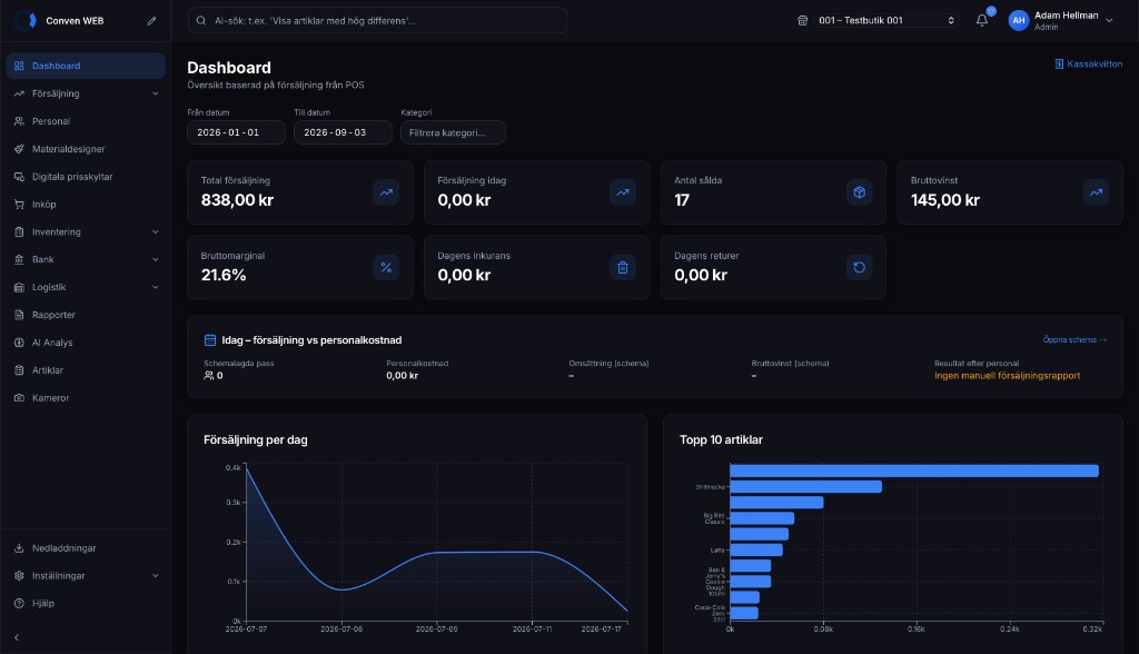 Conven WEB dashboard